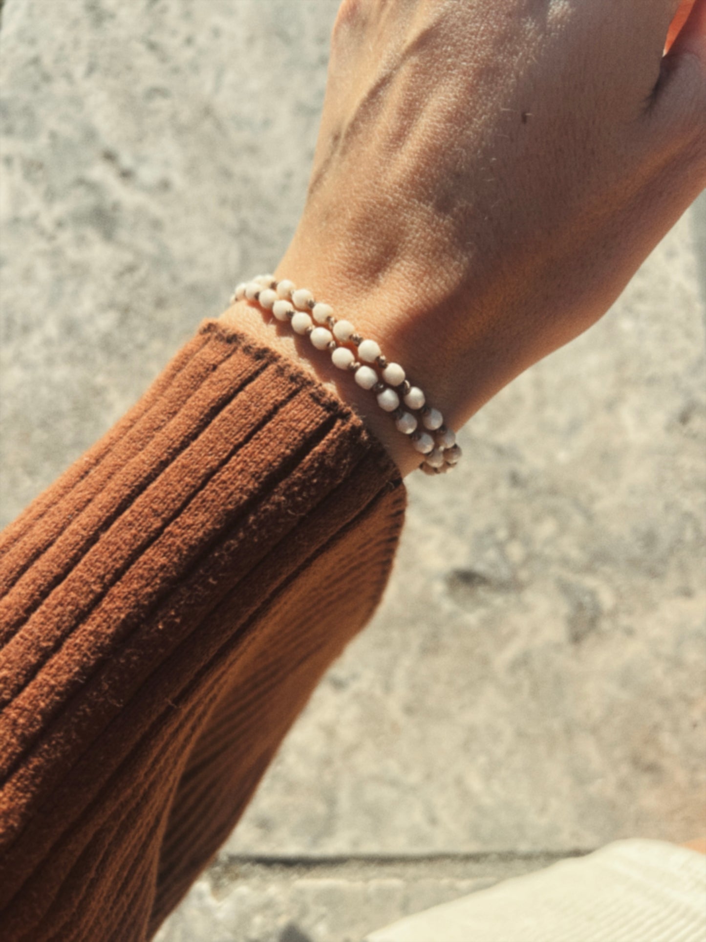 Beaded Silk Wrap Bracelet - Milk