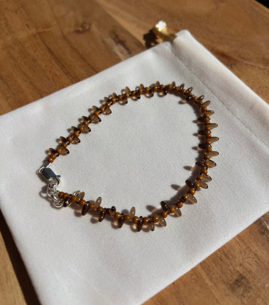 Gypsy Beaded Anklet - Dark Topaz