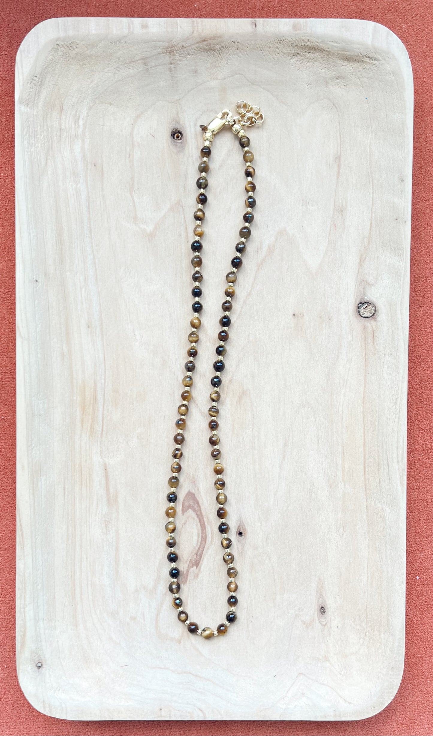 Gemstone Beaded Necklace - Tigers eye