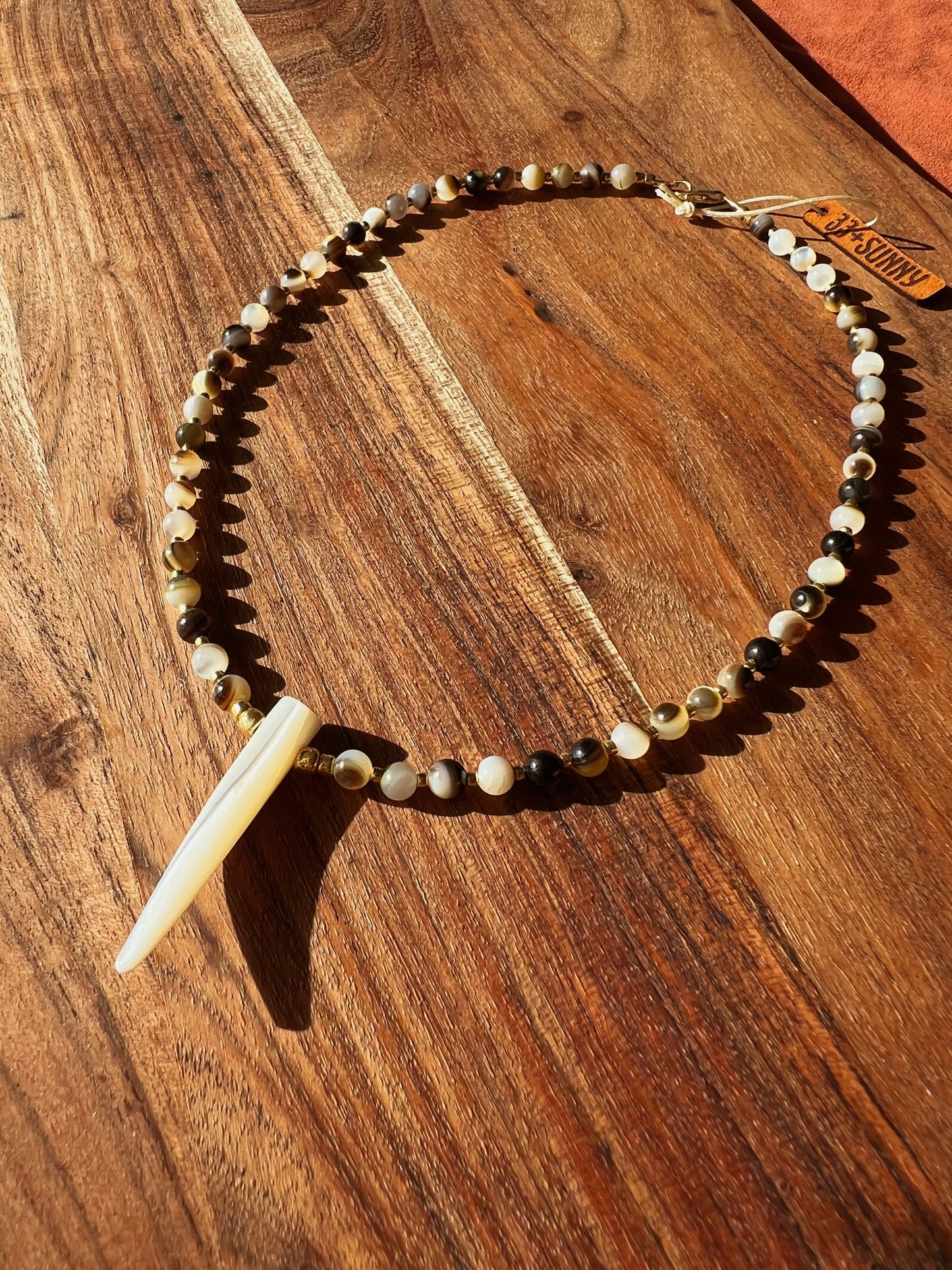 Tusk Beaded Necklace - Natural Shell