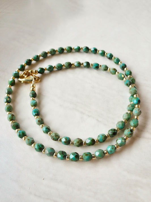 Crystal Beaded Choker - Speckled Green