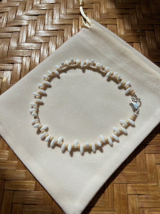 Gypsy Beaded Anklet - Beige image 1