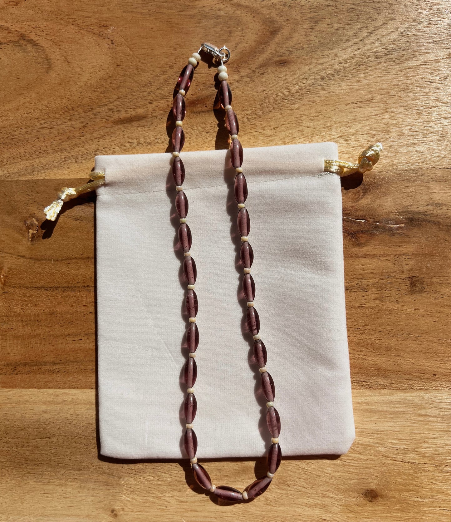 Vintage Glass Amethyst Beaded Necklace