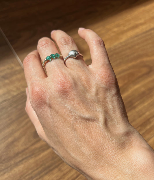 Rio Beaded Ring - Aqua Glass