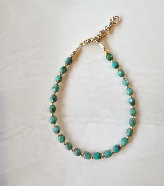 Crystal Beaded Bracelet - Speckled Green
