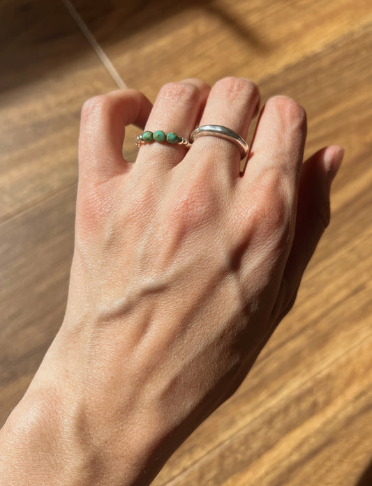 Rio Beaded Ring - Speckled Green Glass
