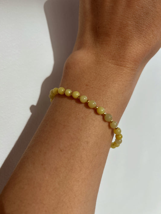 Gemstone Beaded Bracelet - Olive Jade image 1