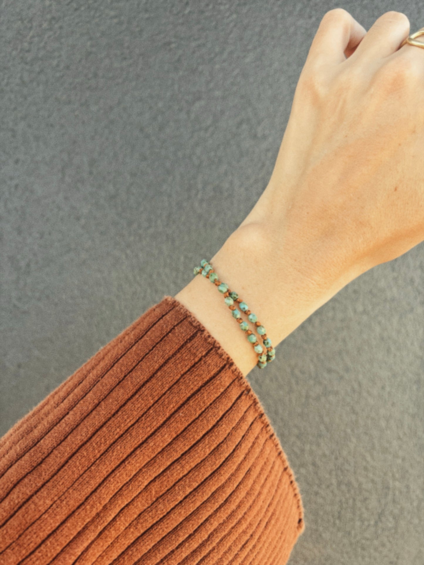 Beaded Silk Wrap Bracelet - Speckled Green
