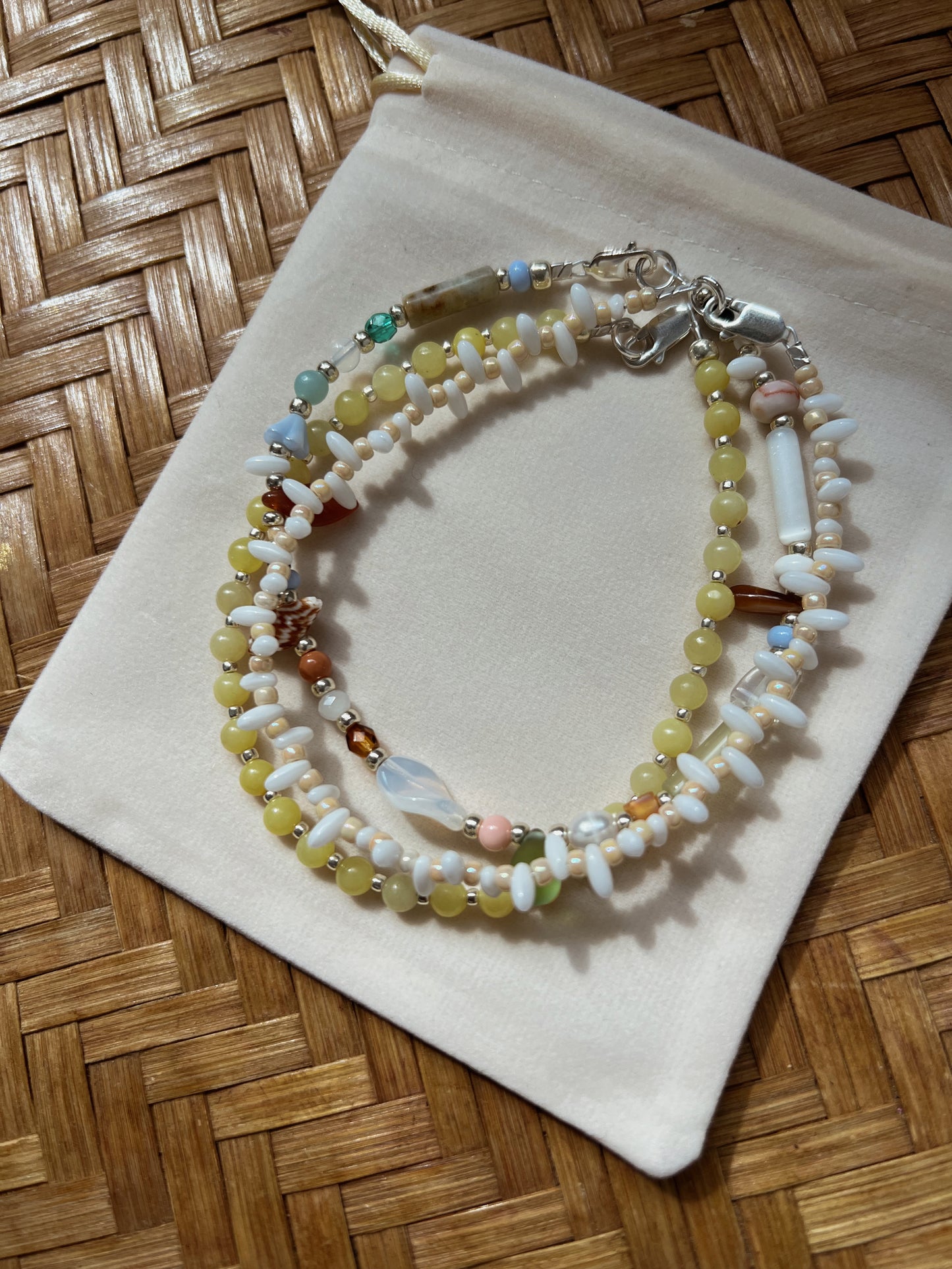 Gypsy Beaded Anklet - Beige  image 2