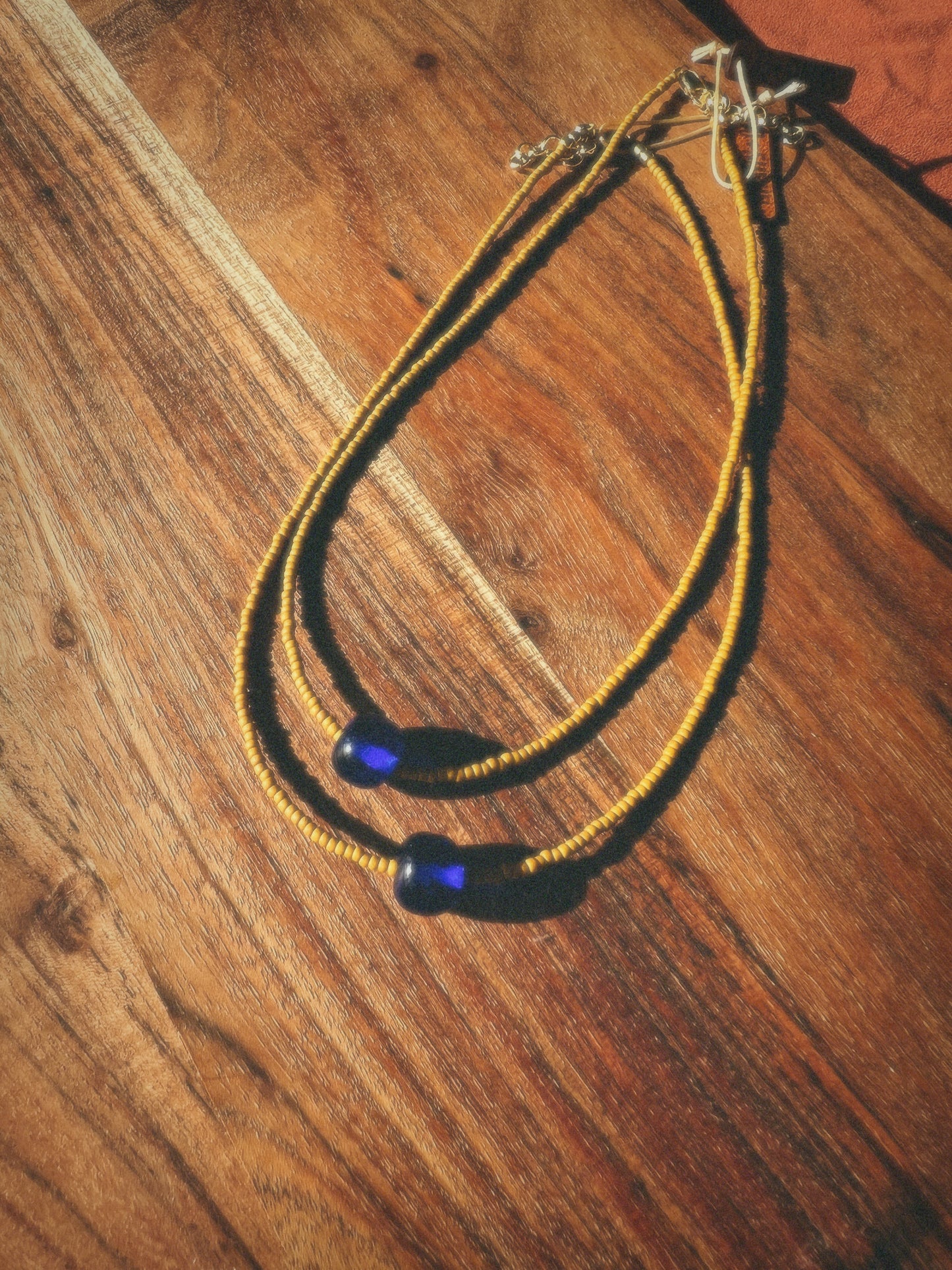 Petite Beaded Choker - Mustard + Blue