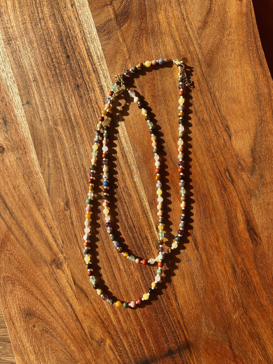 Gemstone Beaded Necklace - Multi-stone