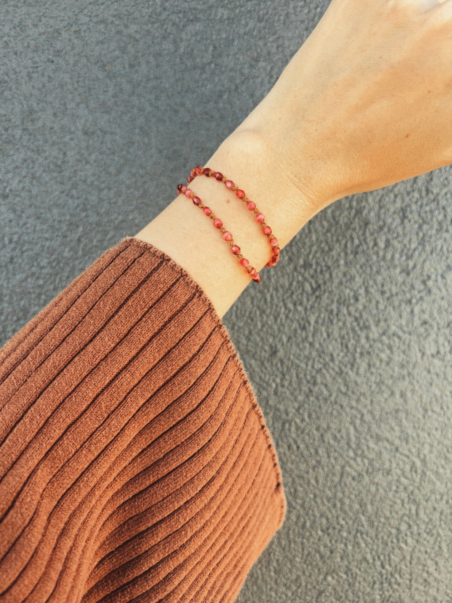 Beaded Silk Wrap Bracelet - Berry