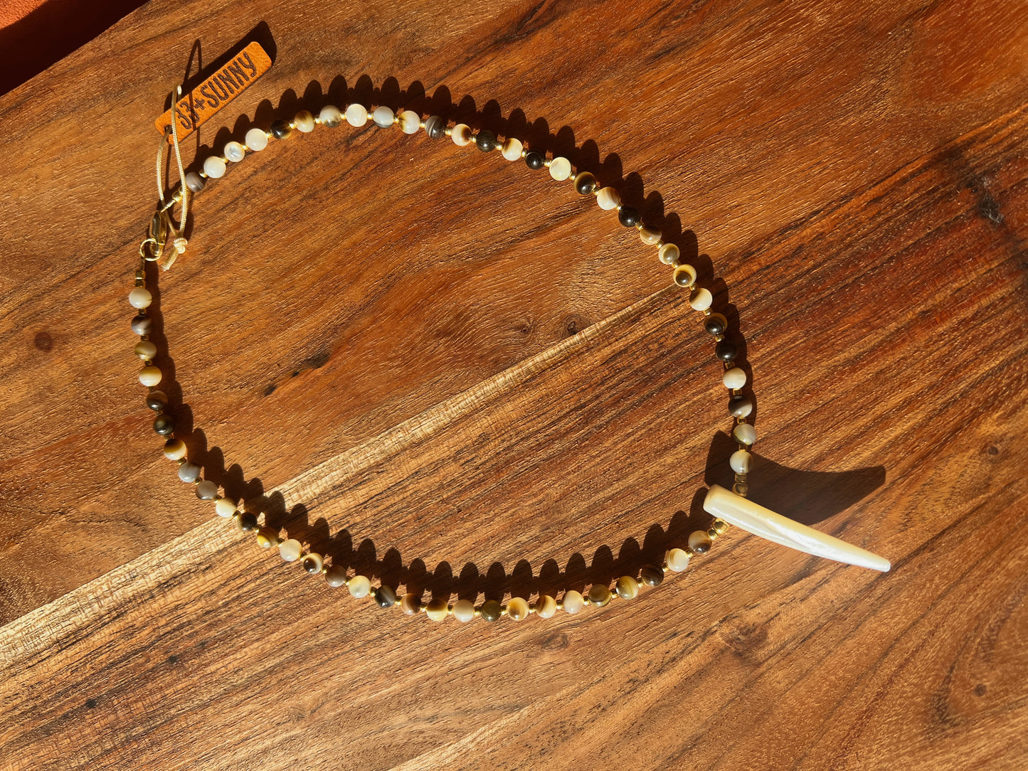 Tusk Beaded Necklace - Natural Shell