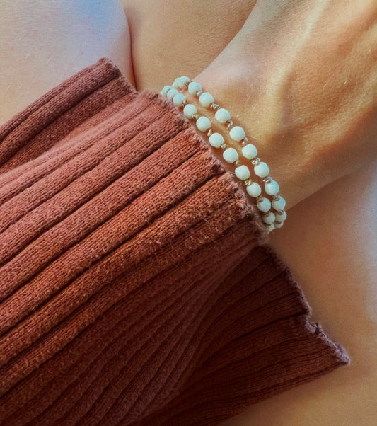 Beaded Silk Wrap Bracelet - Milk