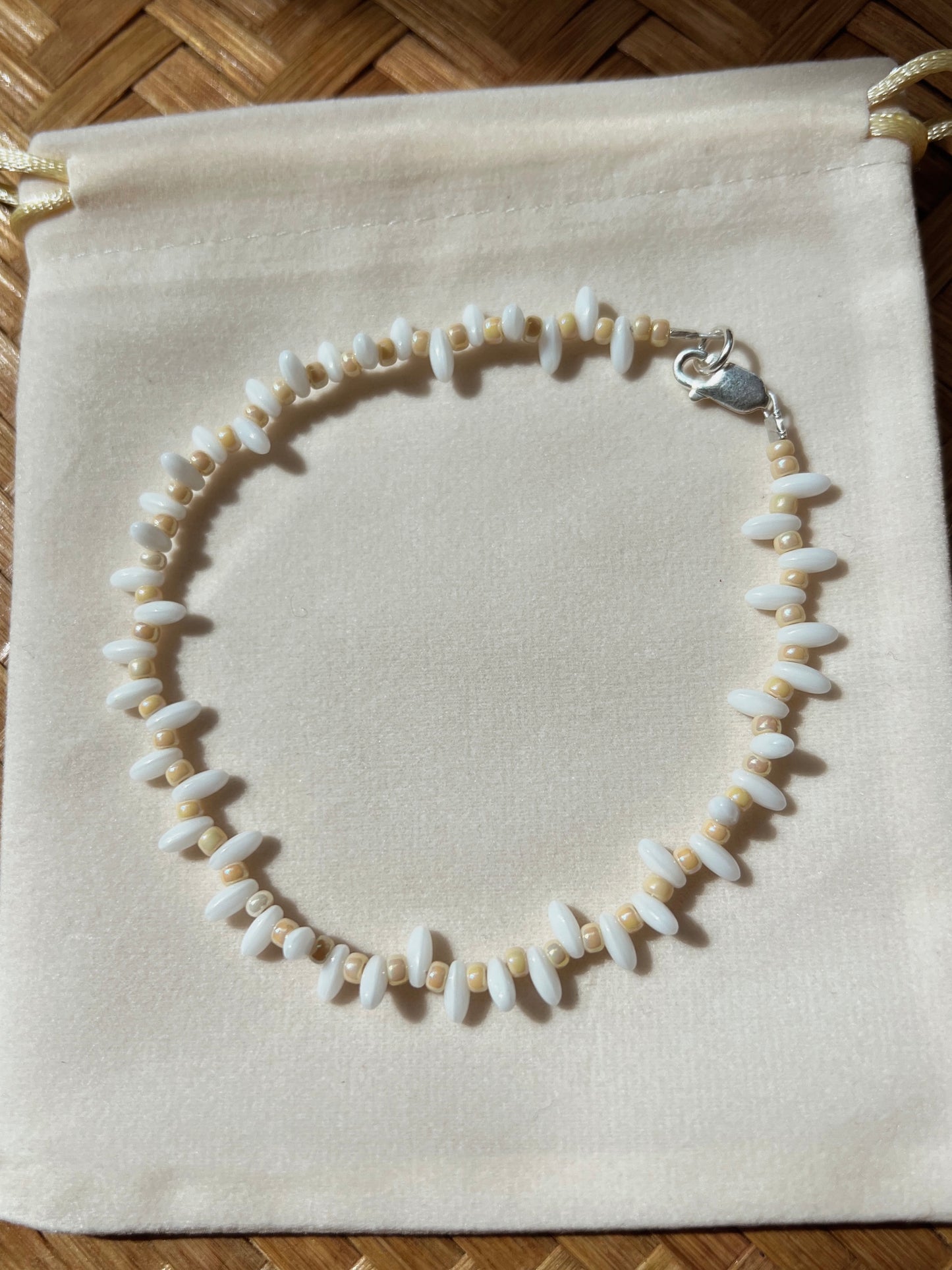 Gypsy Beaded Anklet - Beige  image 0