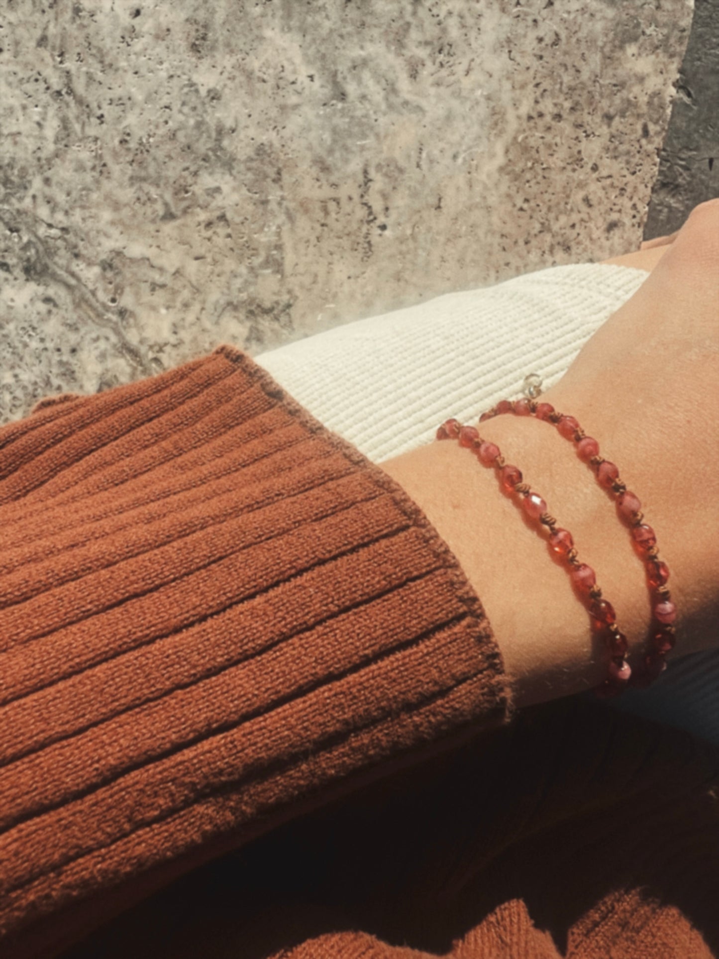 Beaded Silk Wrap Bracelet - Berry