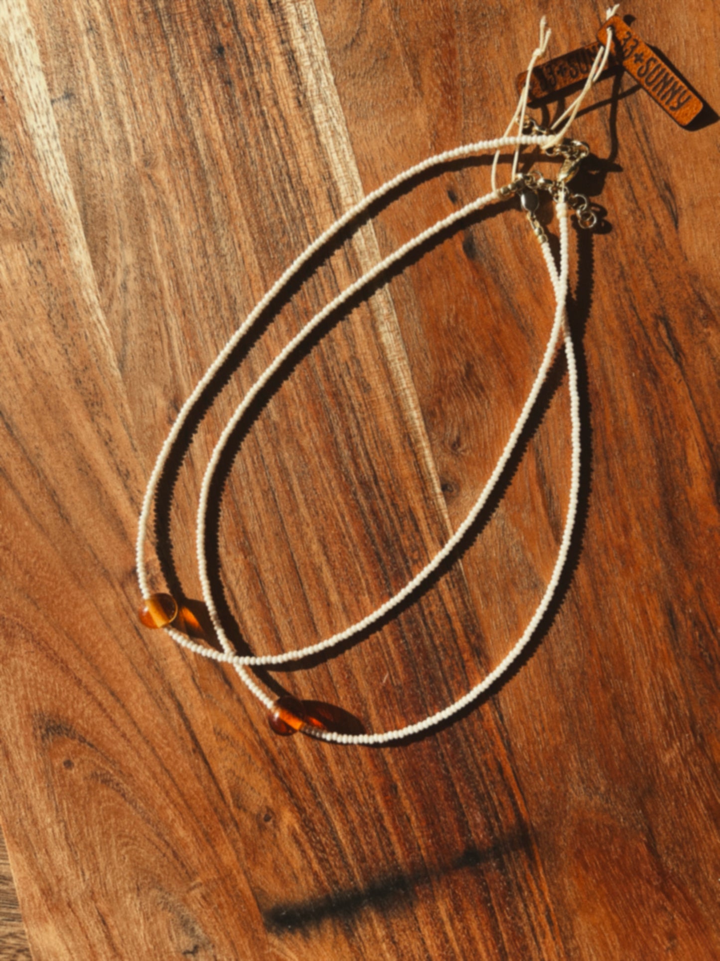 Petite Beaded Choker - Cream + Orange