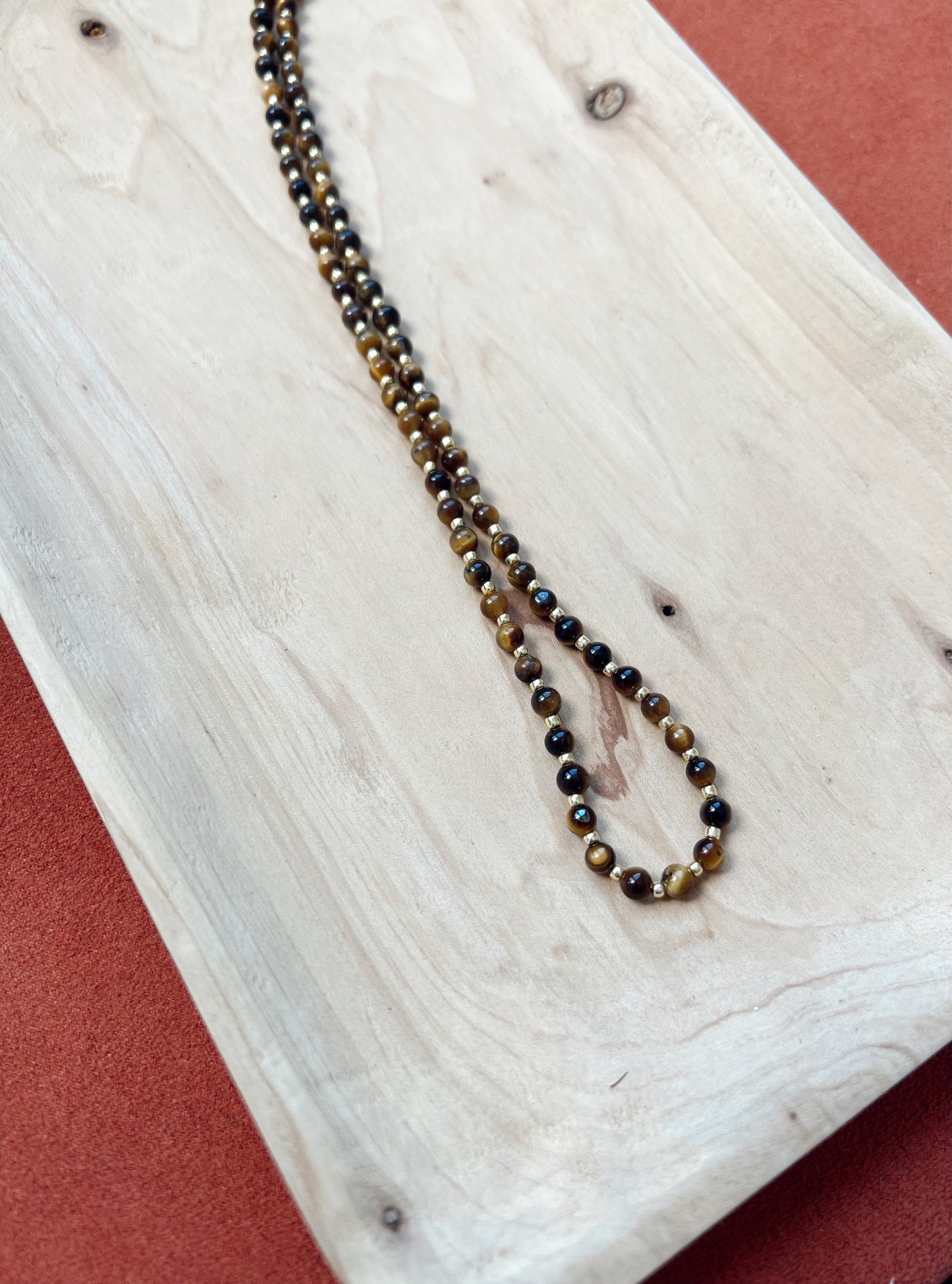 Gemstone Beaded Necklace - Tigers eye