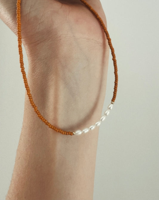 Petite Pearl Choker - Mustard