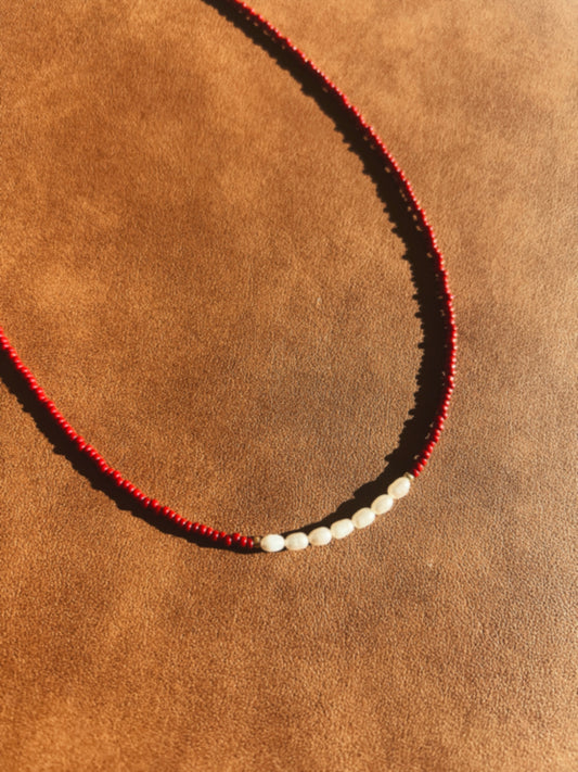 Petite Pearl Choker - Garnet