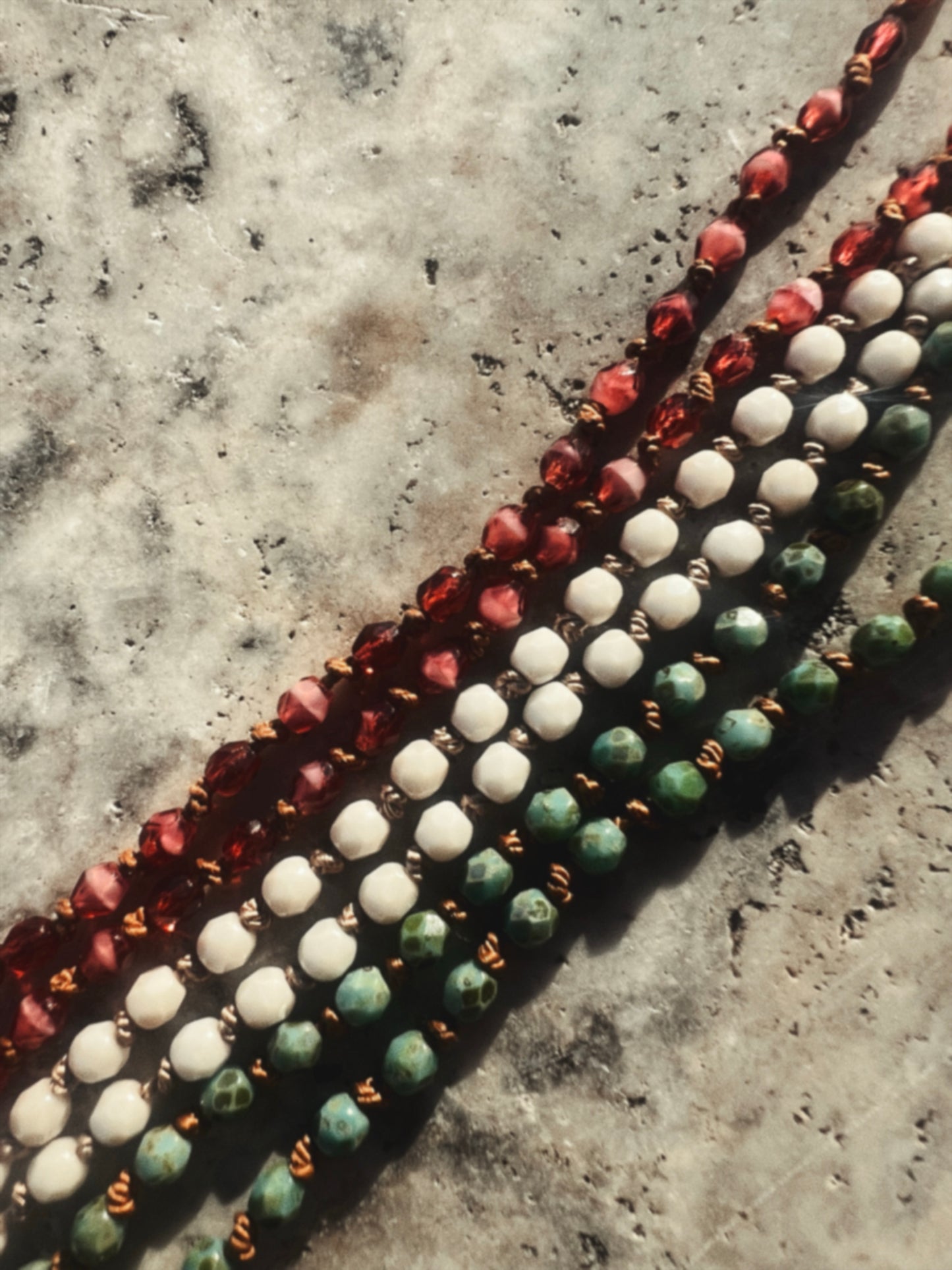 Beaded Silk Wrap Bracelet - Berry
