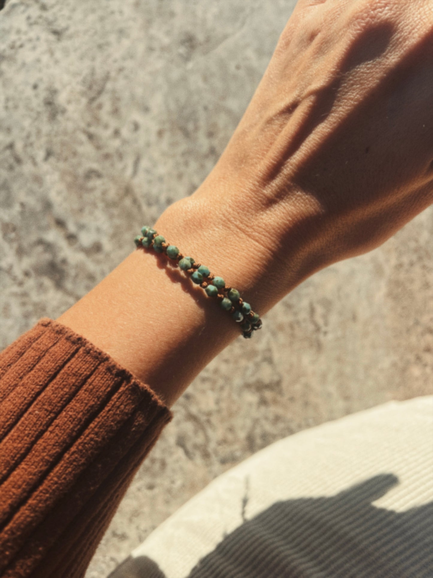 Beaded Silk Wrap Bracelet - Speckled Green