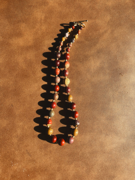 Bold Gemstone Beaded Necklace - Mookaite