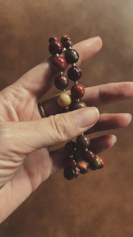 Bold Gemstone Beaded Necklace - Mookaite
